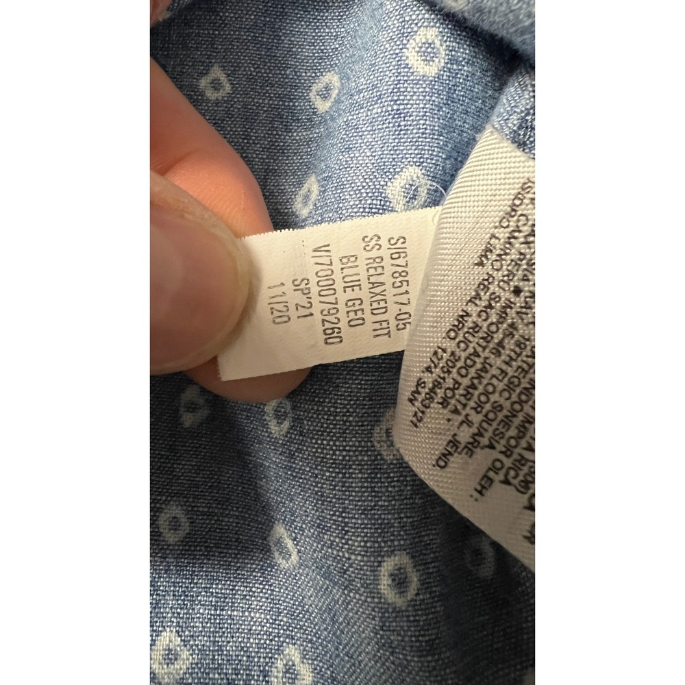 Old Navy Mens Relaxed Fit Short Sleeve Button Down Shirt Blue Geo Diamond Large - Picture 6 of 10